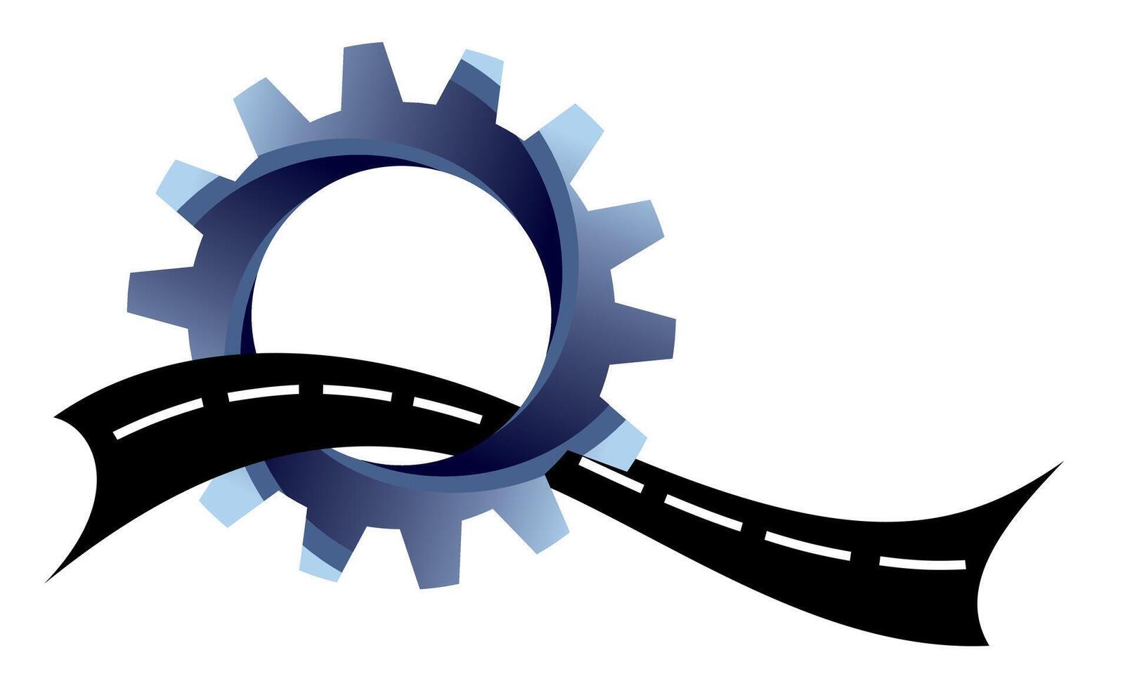 A road logo with a blue gear wheel. vector