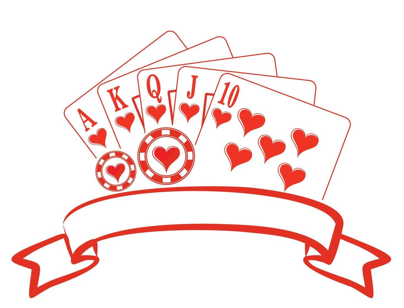 A symbol of casino with cards and playing counters. vector