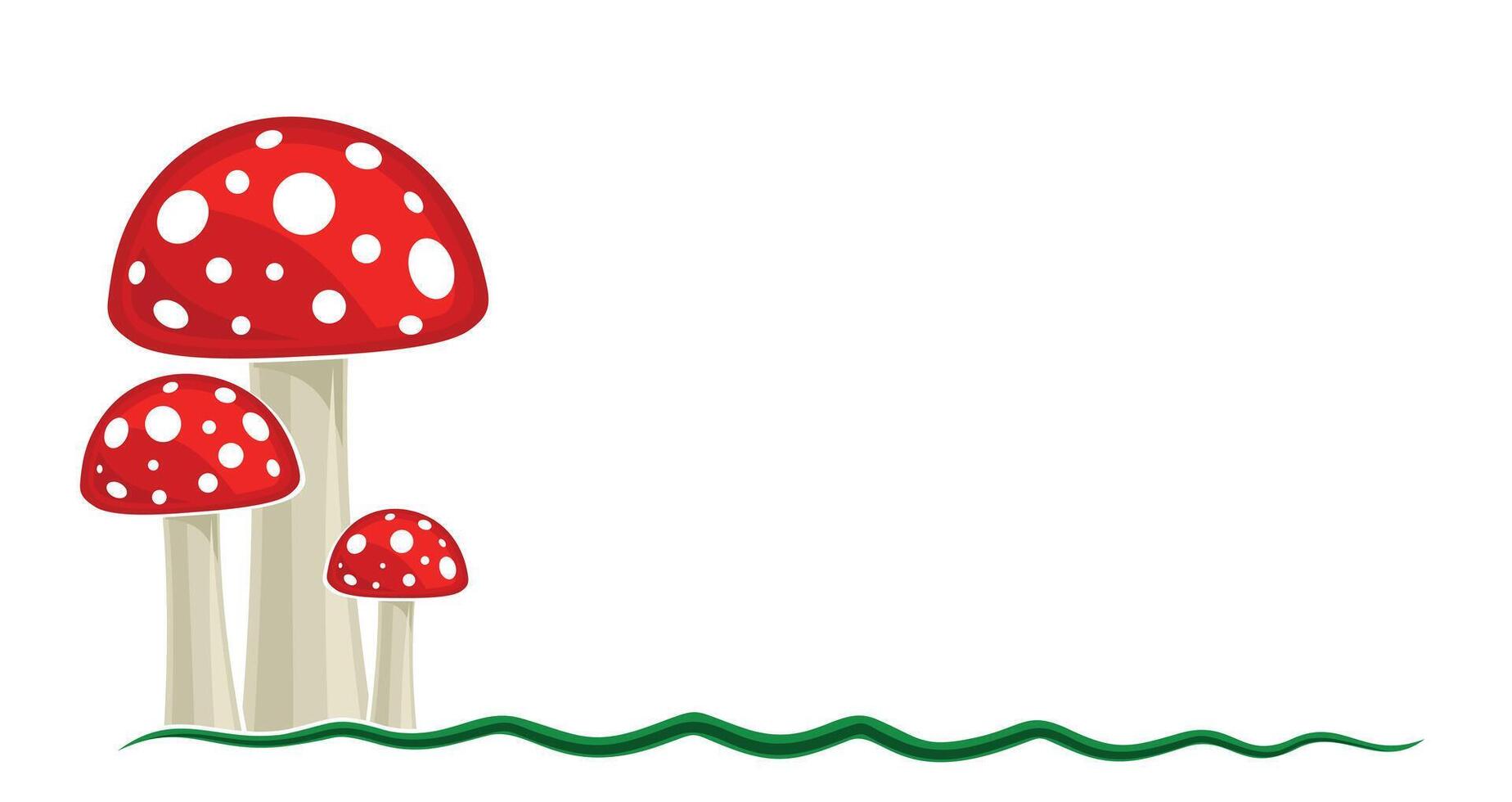 Symbol of red fly agaric with green grass. vector