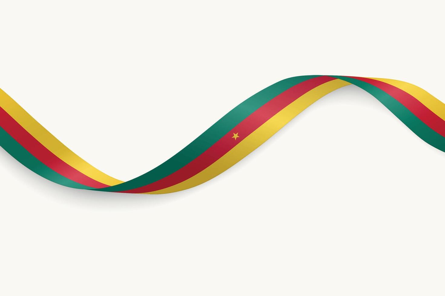 Cameroon flag on Waving ribbon, white background vector