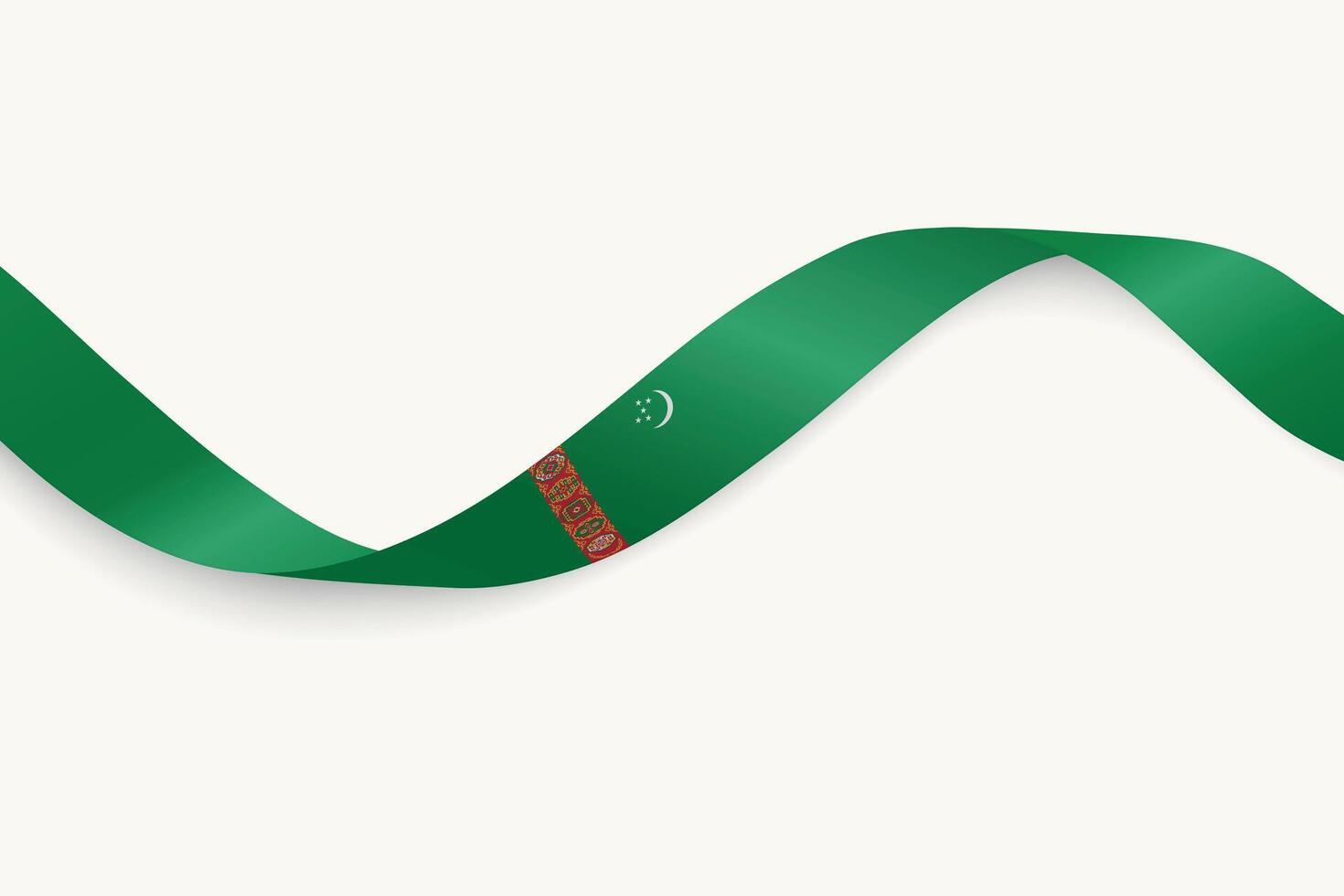 Turkmenistan flag on Waving ribbon, white background vector