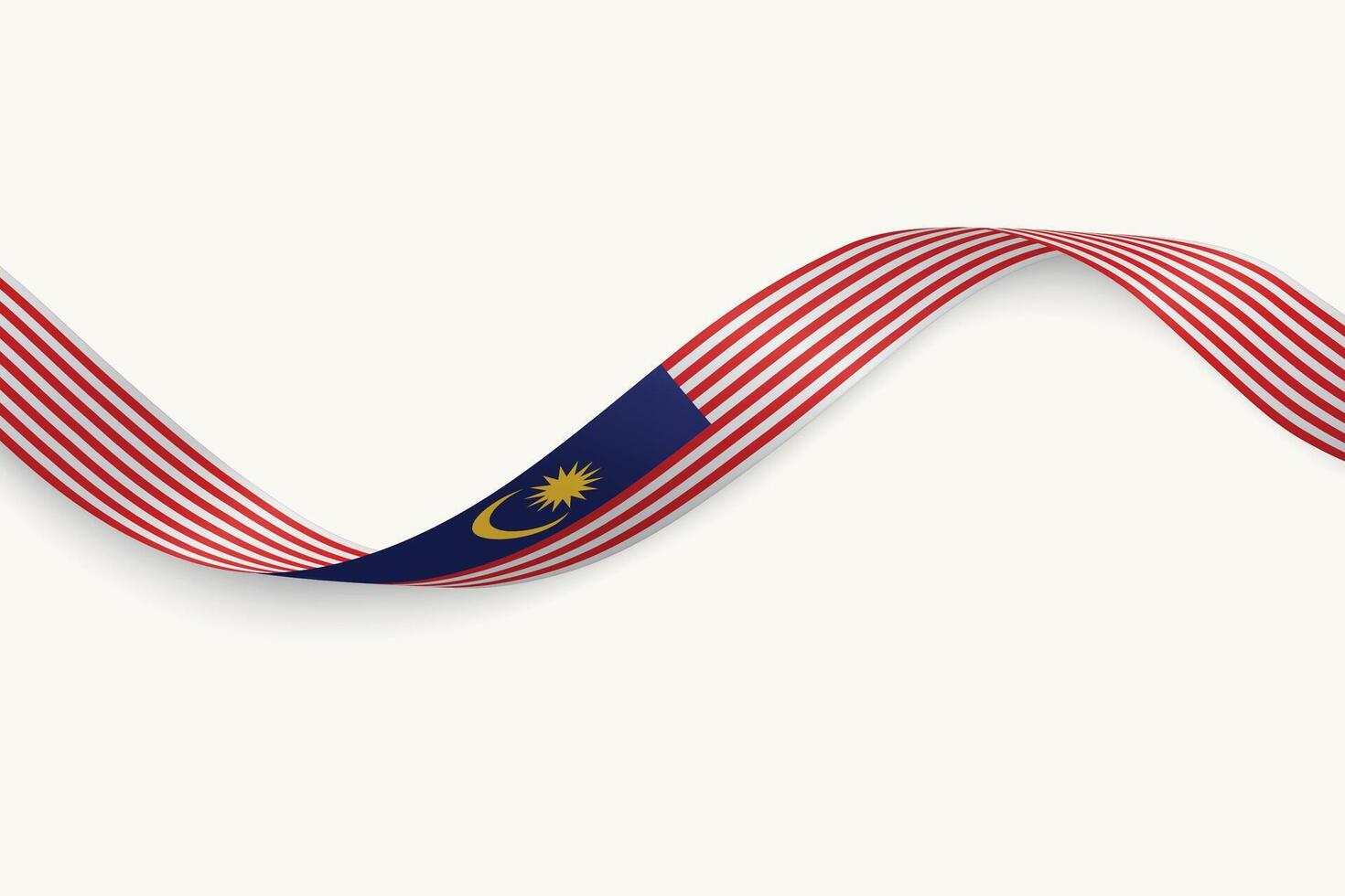Malaysia flag on Waving ribbon, white background vector