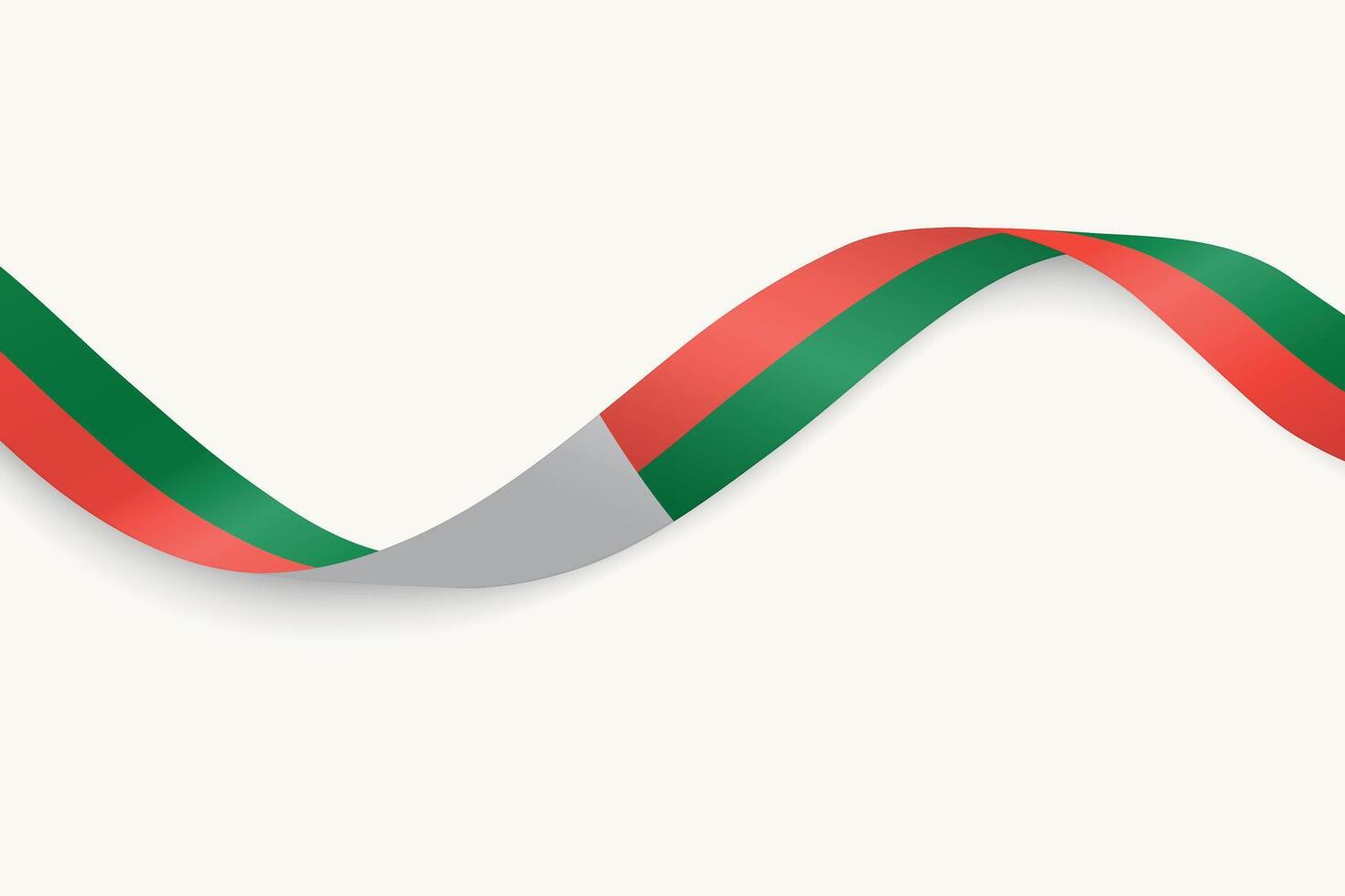Madagascar flag on Waving ribbon, white background vector