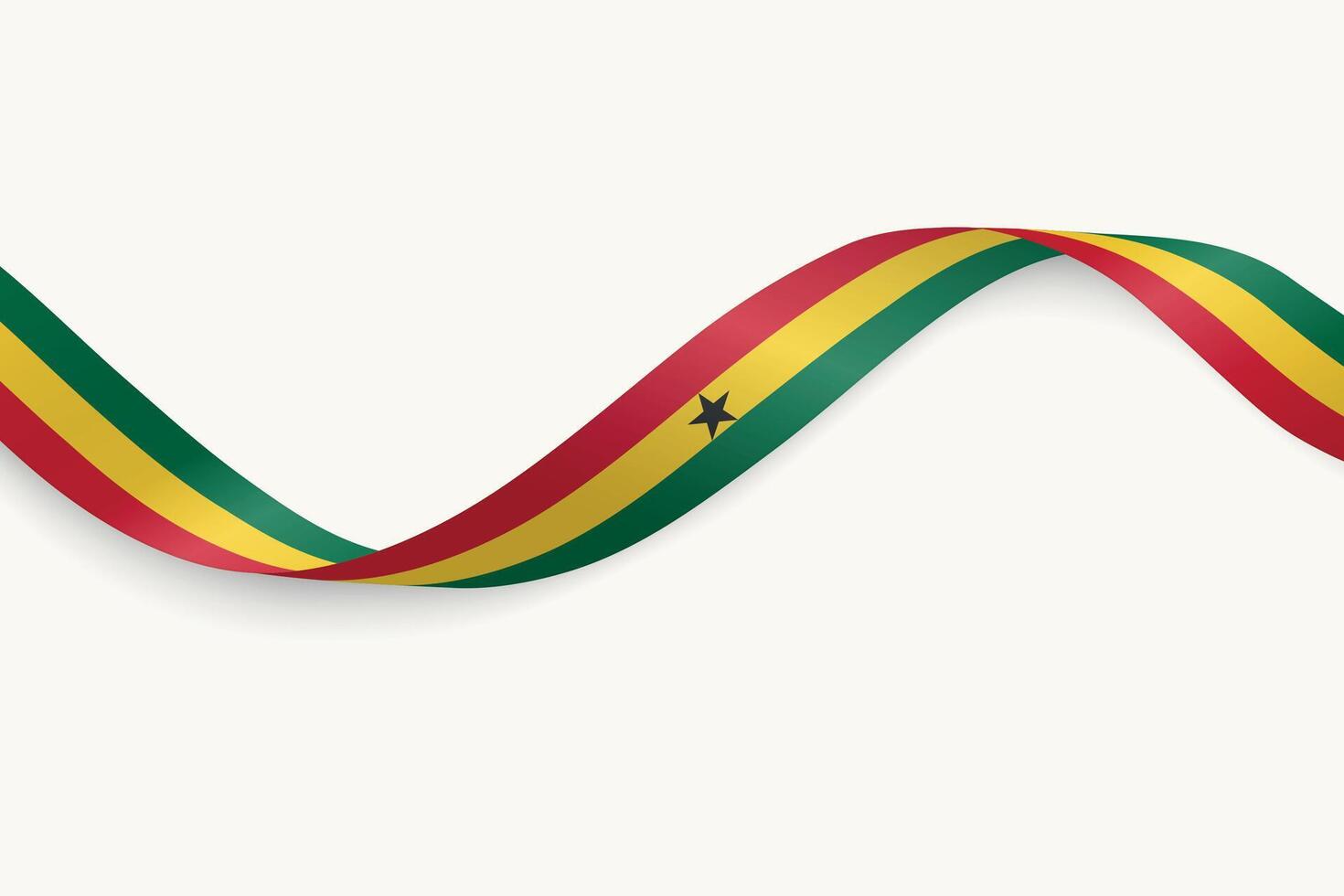 Ghana flag on Waving ribbon, white background vector