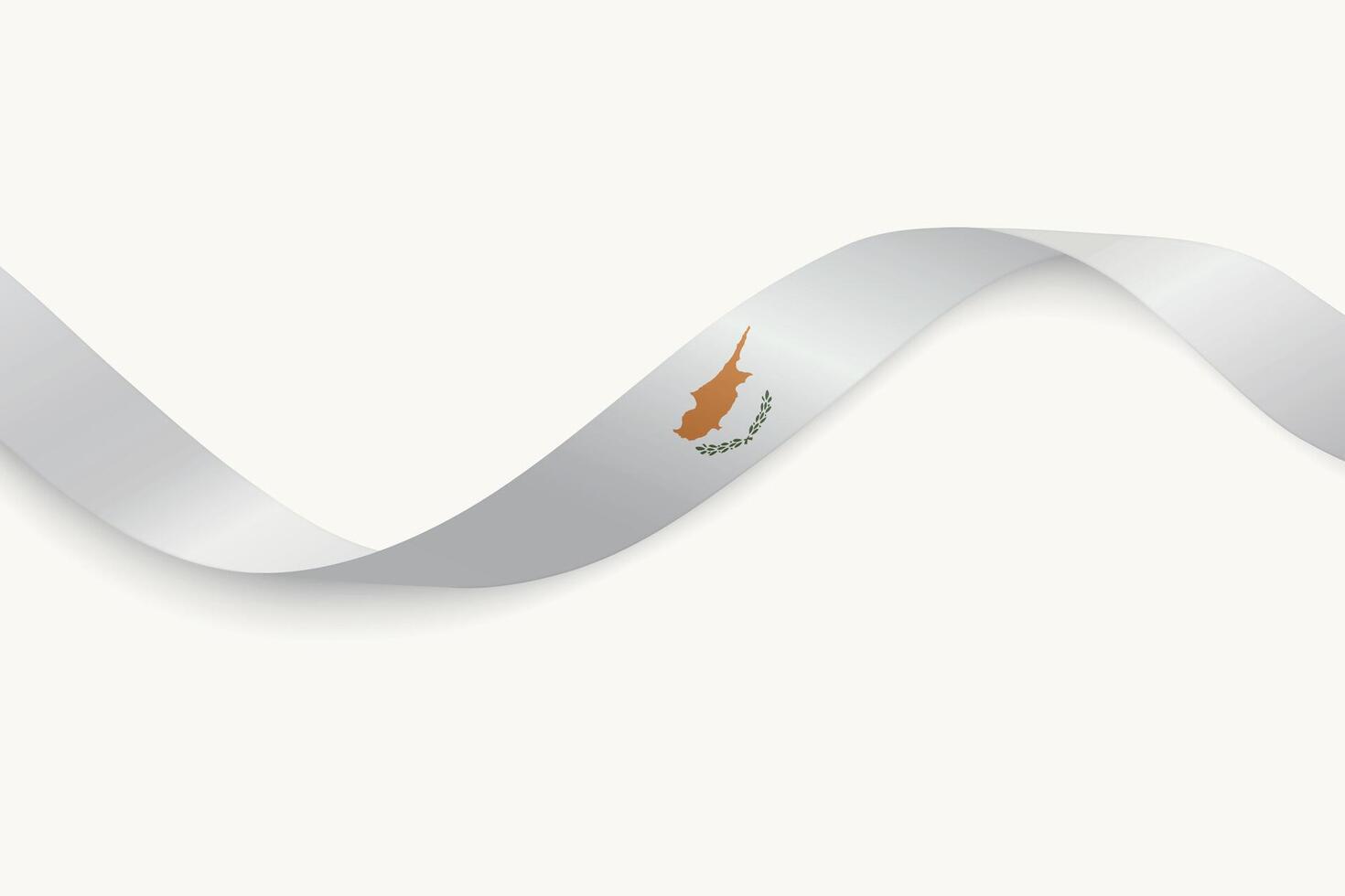 Cyprus flag on Waving ribbon, white background vector