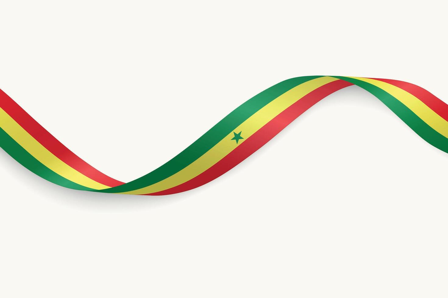 Senegal flag on Waving ribbon, white background vector