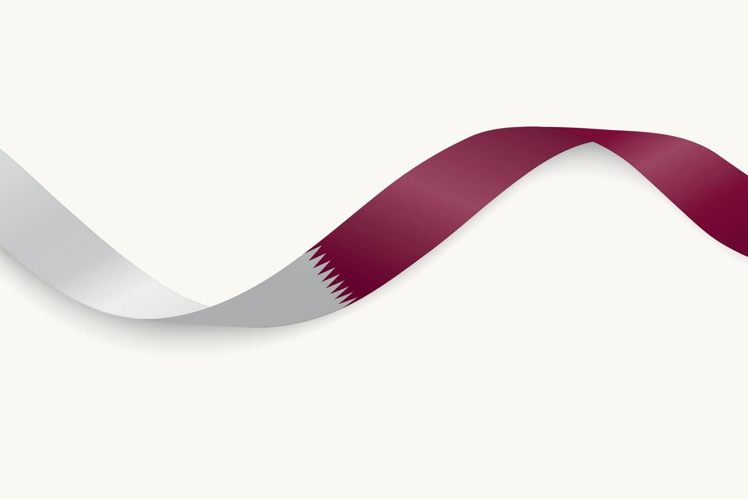Qatar flag on Waving ribbon, white background vector