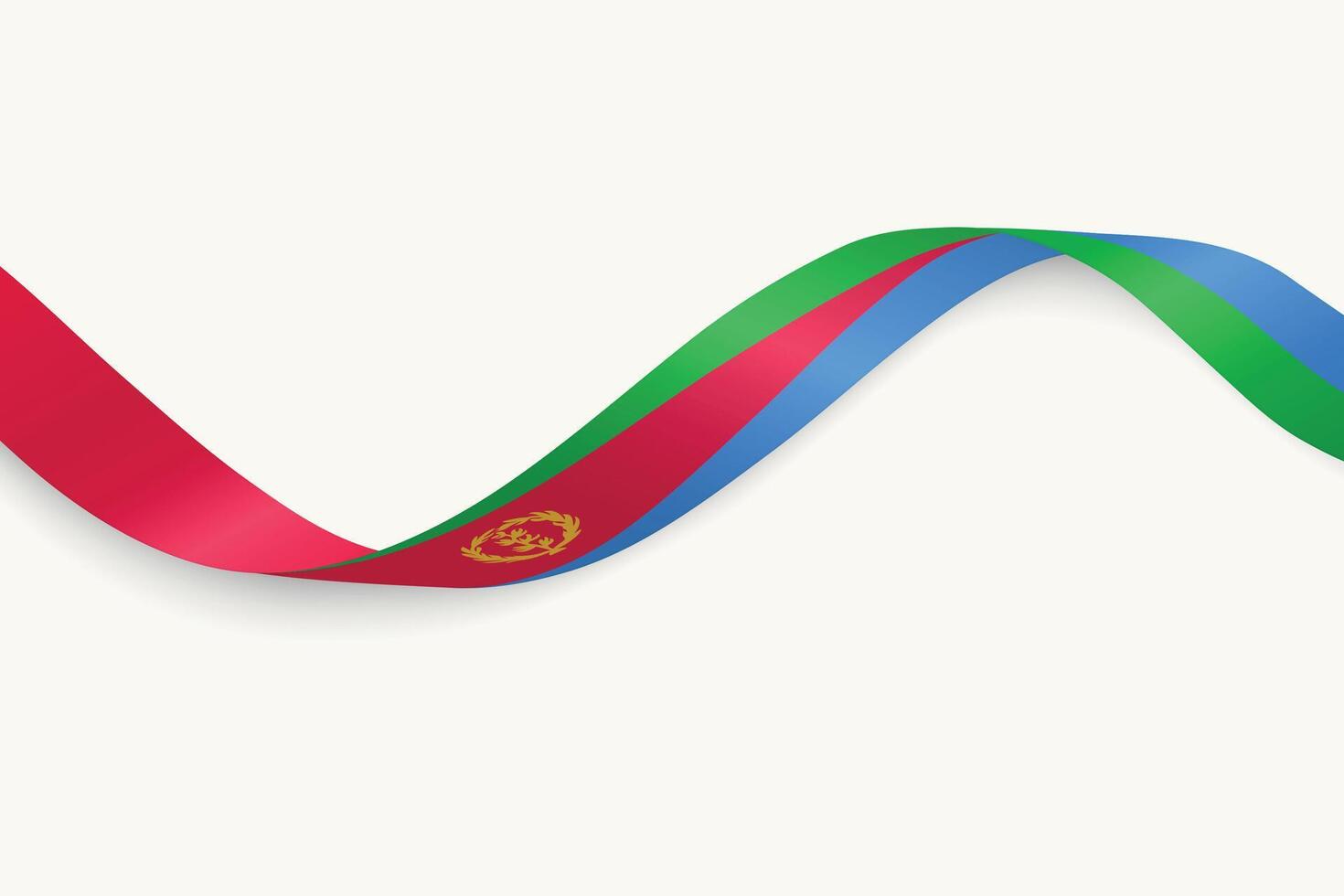 Eritrea flag on Waving ribbon, white background vector