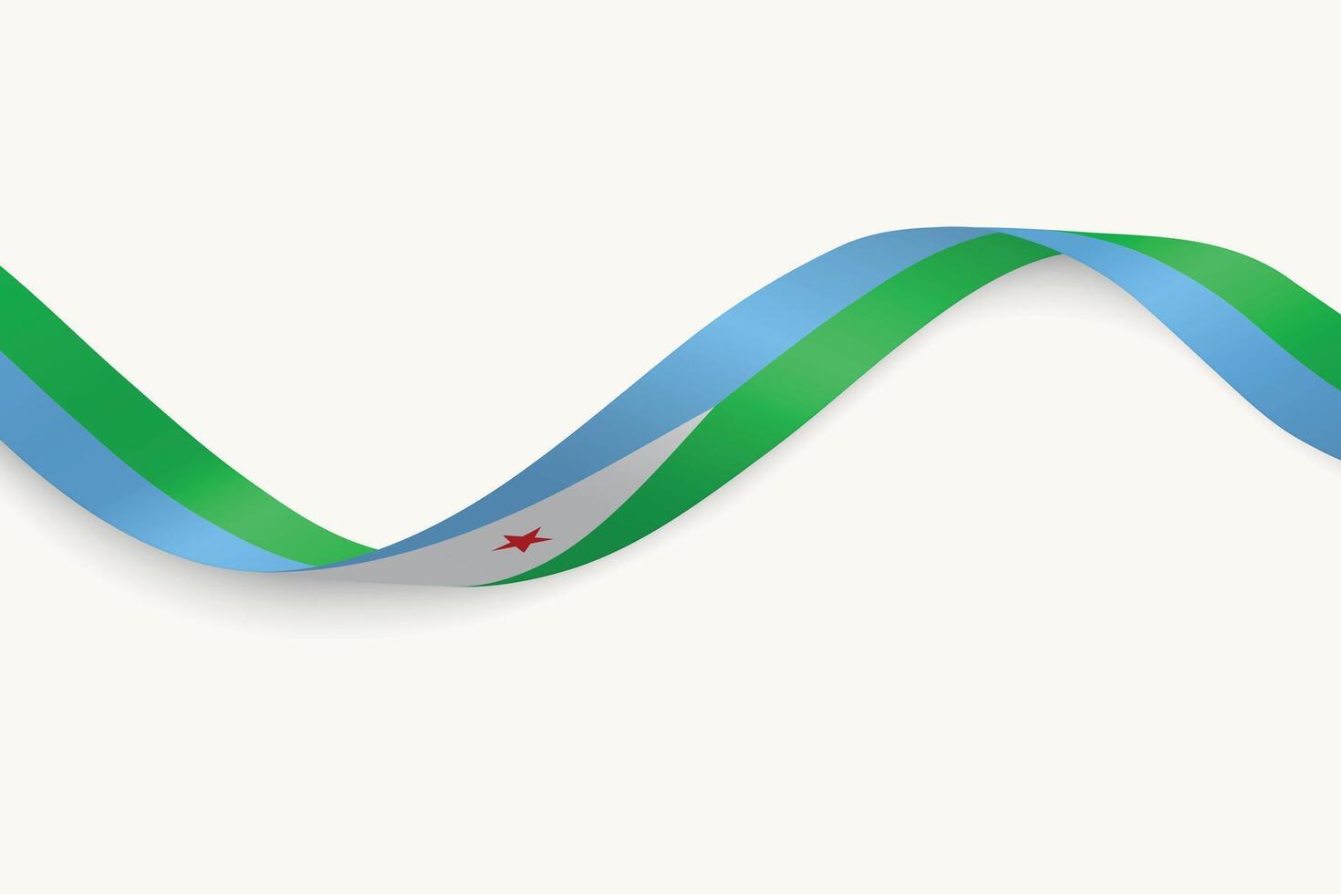 Djibouti flag on Waving ribbon, white background vector