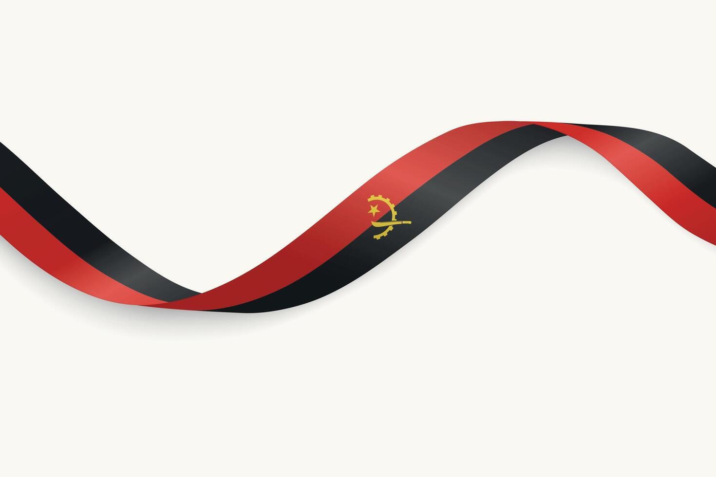Angola flag on Waving ribbon, white background vector