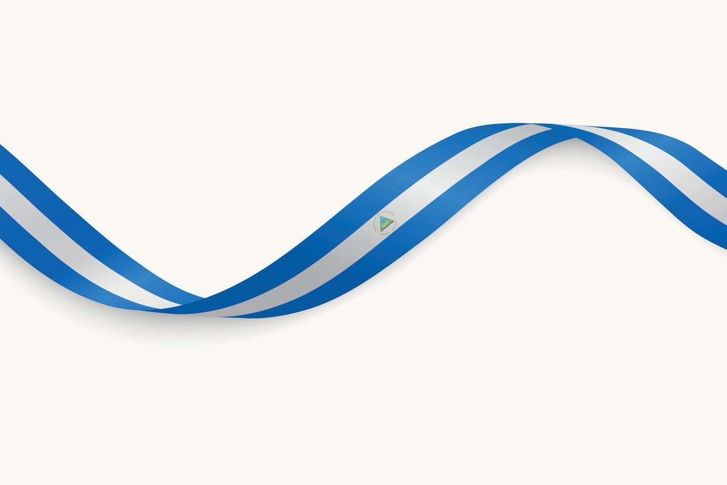 Nicaragua flag on Waving ribbon, white background vector