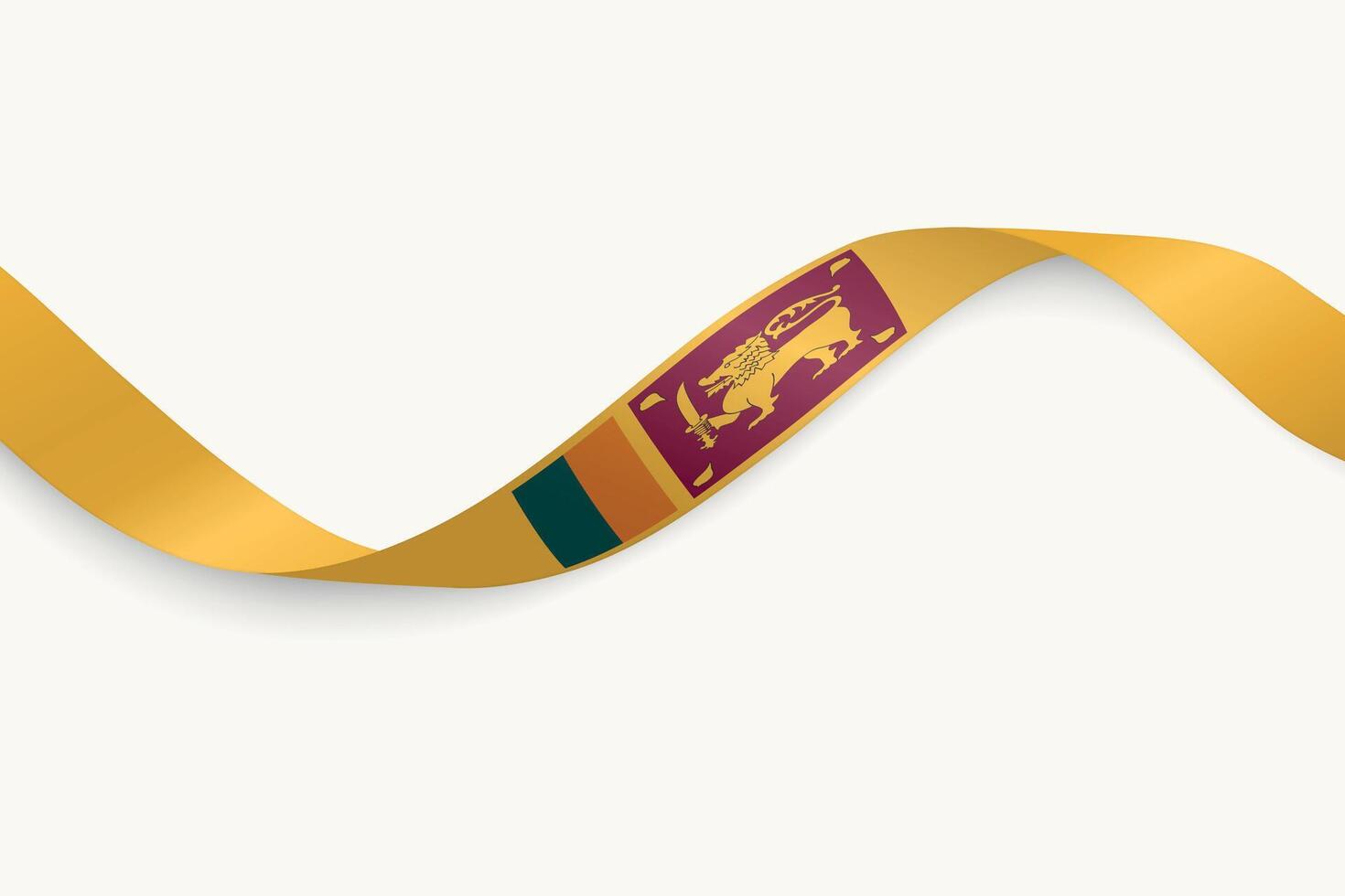 Sri Lanka flag on Waving ribbon, white background vector