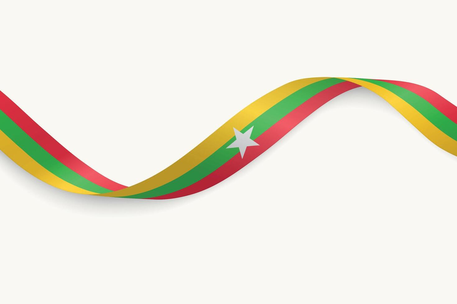 Myanmar flag on Waving ribbon, white background vector