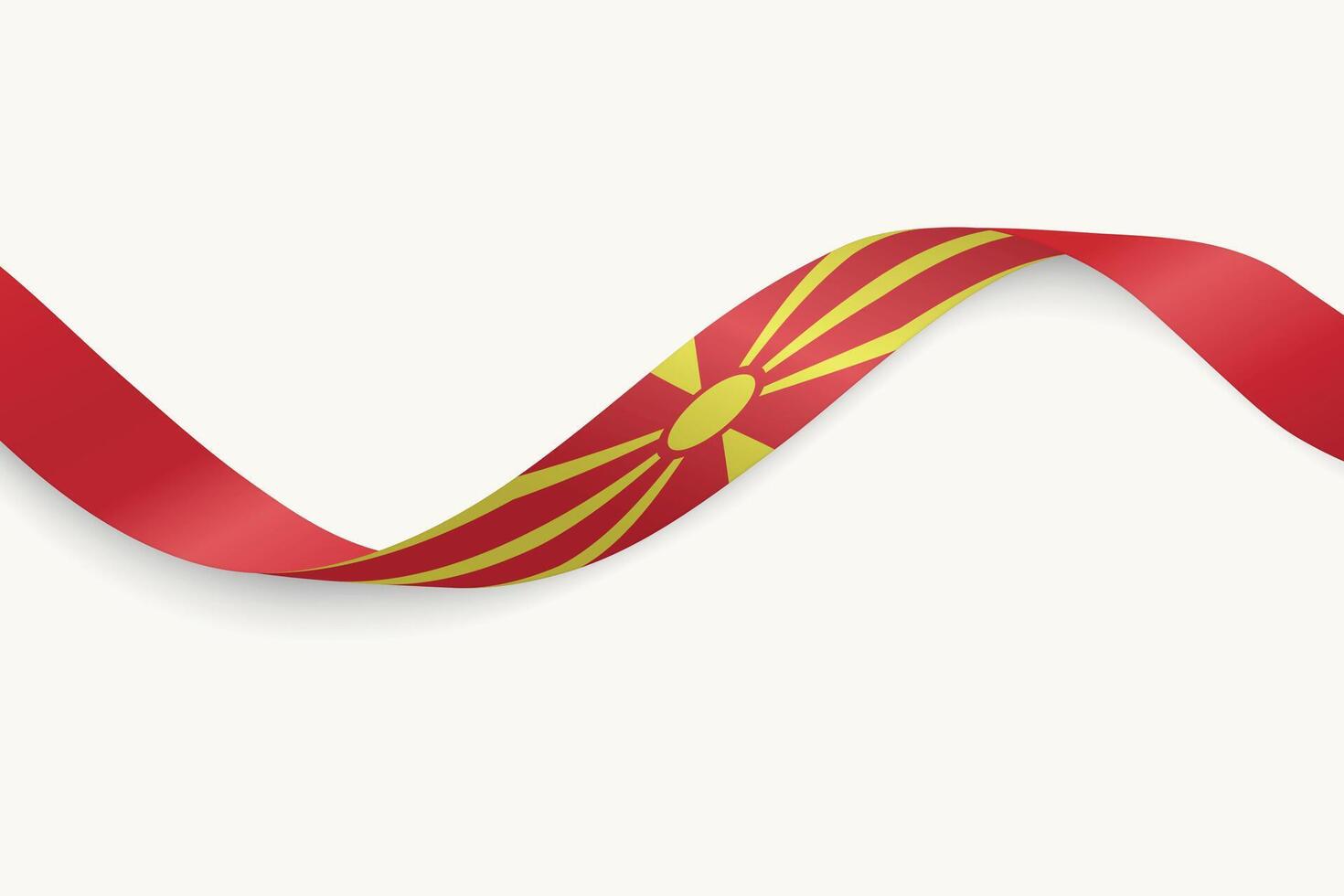 North Macedonia flag on Waving ribbon, white background vector