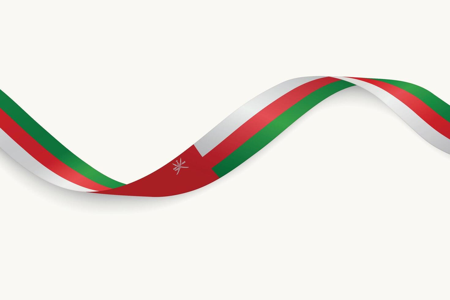 Oman flag on Waving ribbon, white background vector