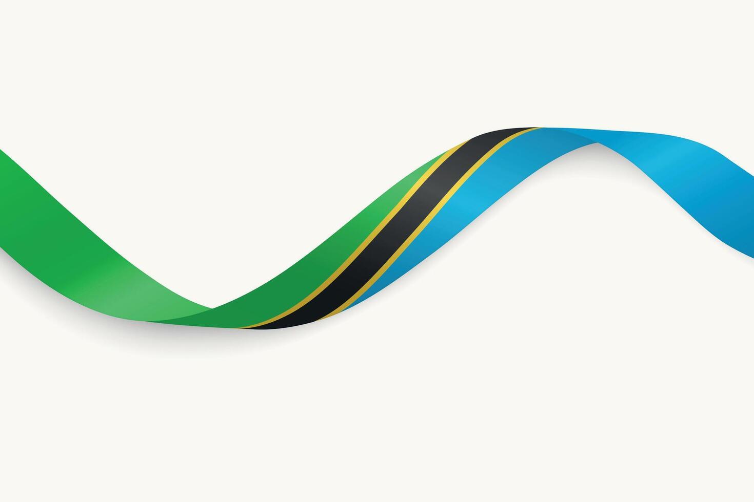 Tanzania flag on Waving ribbon, white background vector