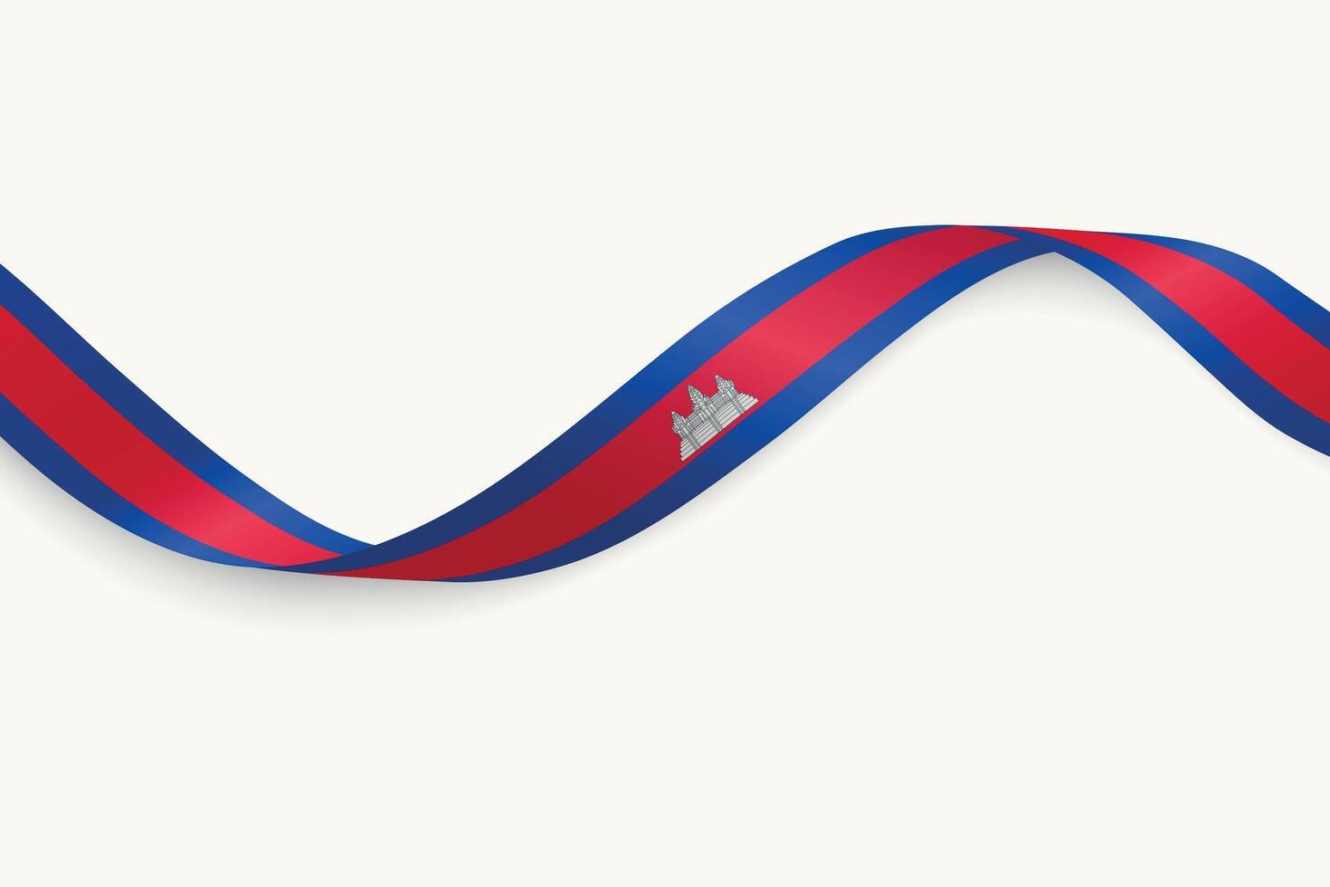 Cambodia flag on Waving ribbon, white background vector