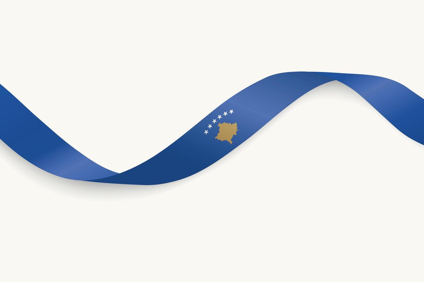 Kosovo flag on Waving ribbon, white background vector