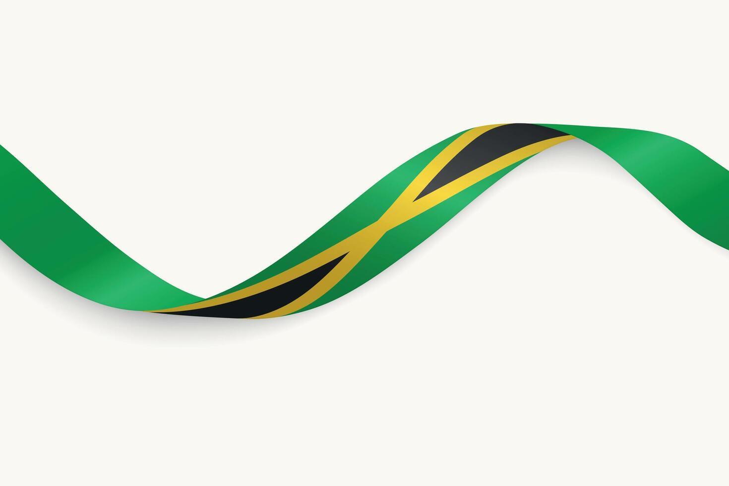 Jamaica flag on Waving ribbon, white background vector