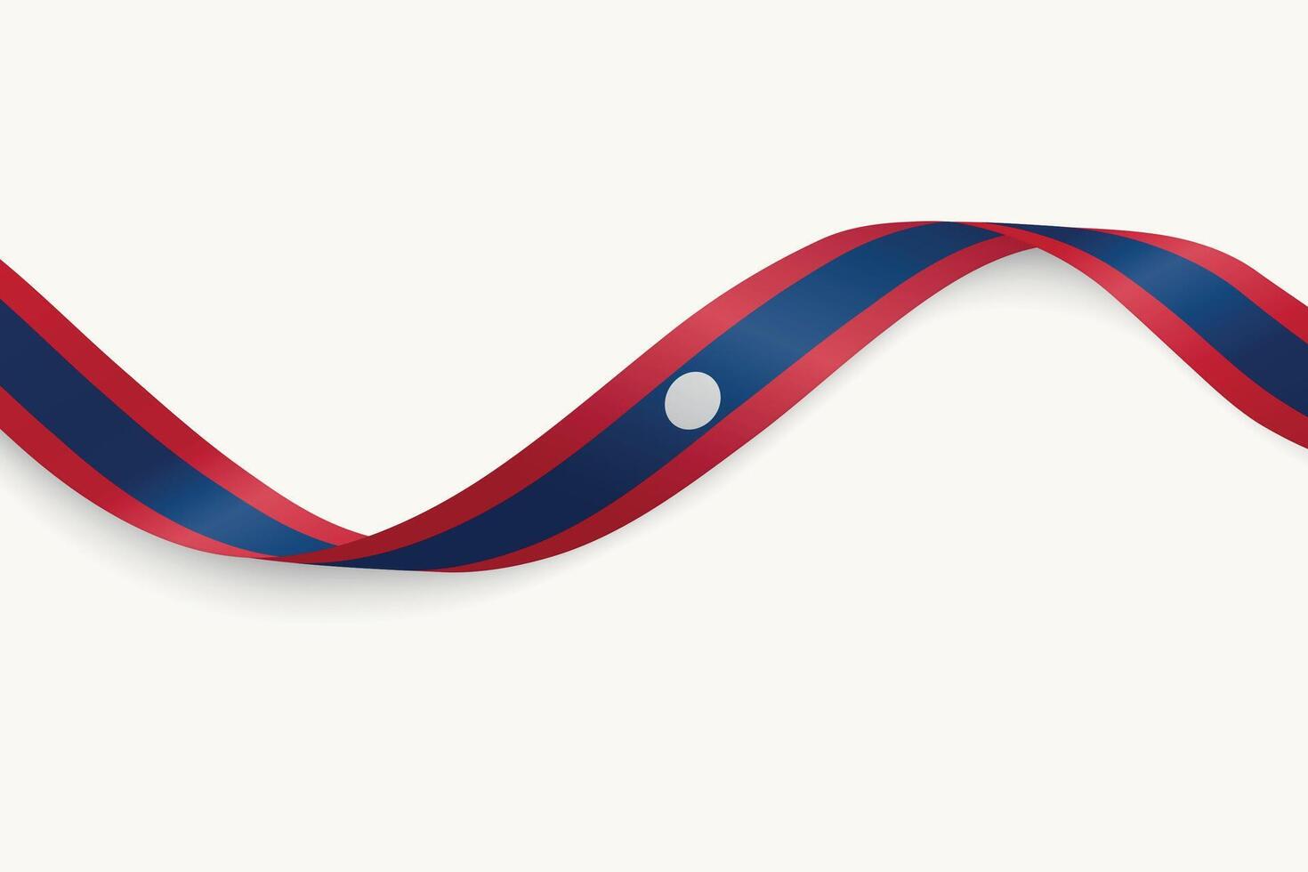 Laos flag on Waving ribbon, white background vector