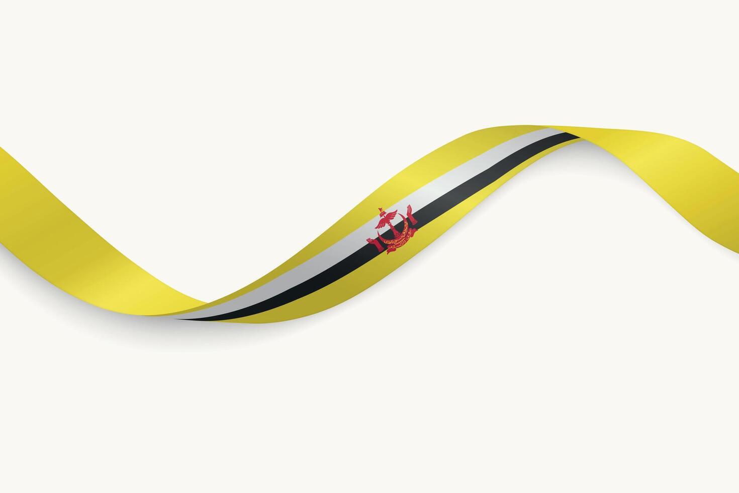 Brunei flag on Waving ribbon, white background vector