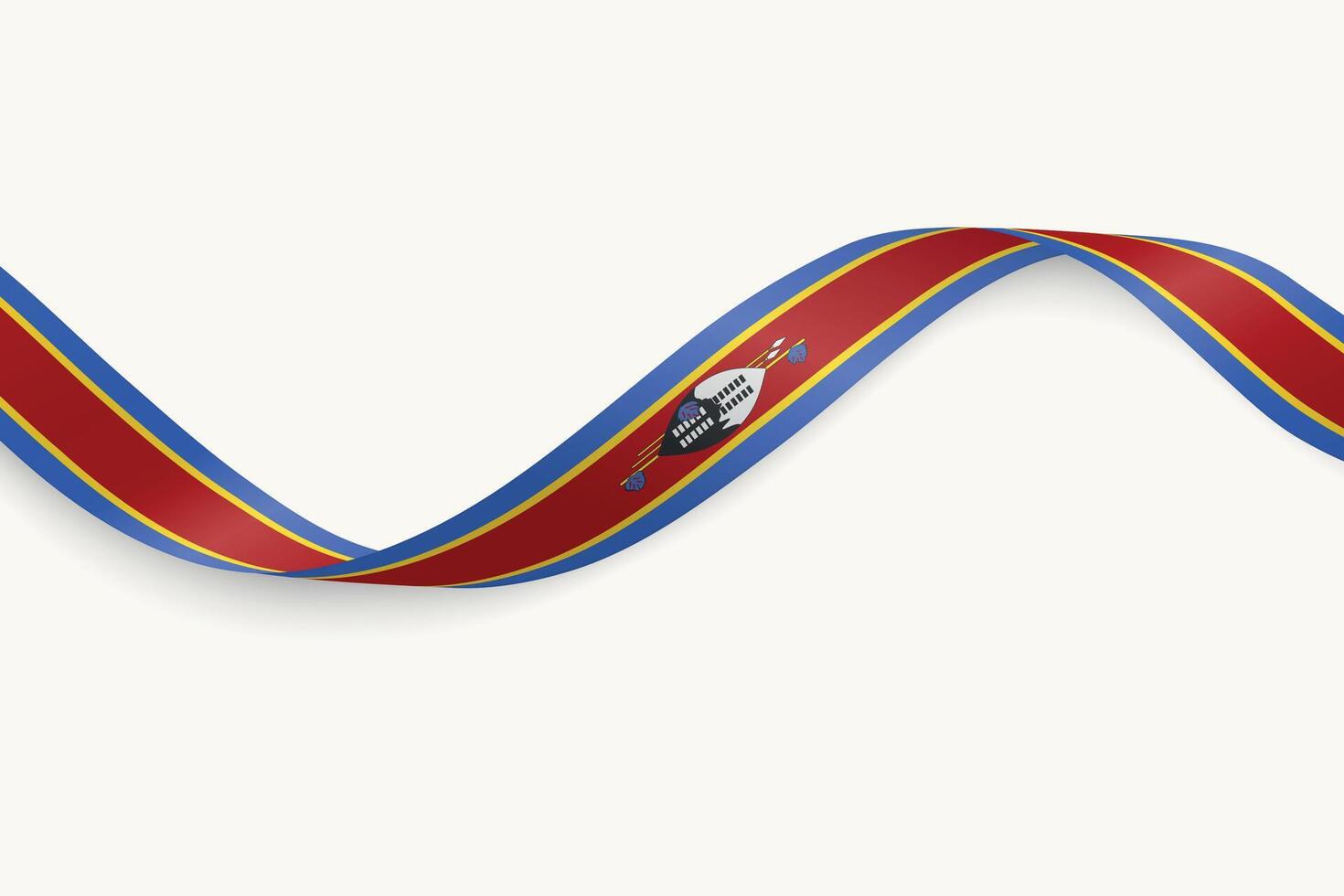 Eswatini flag on Waving ribbon, white background vector