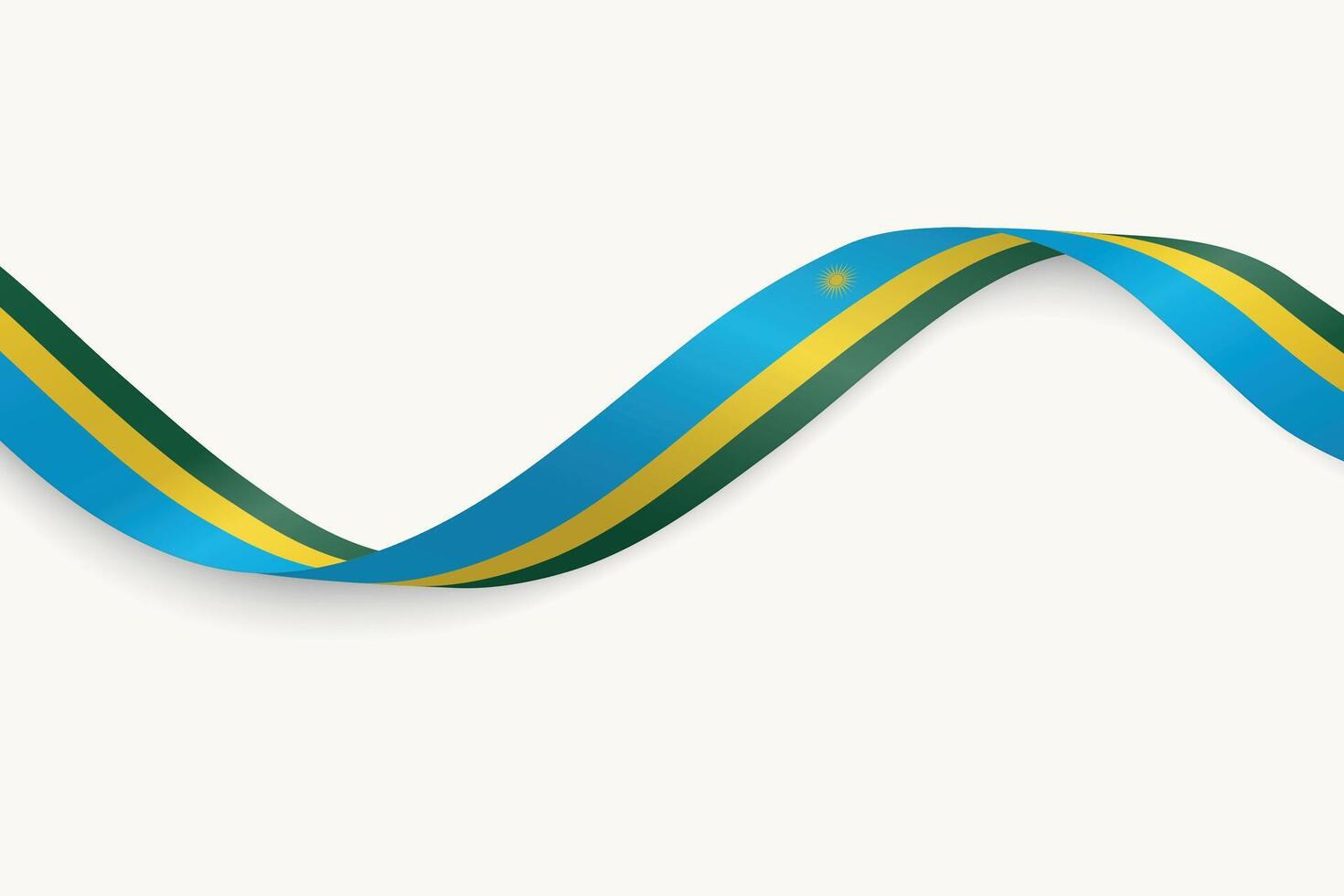 Rwanda flag on Waving ribbon, white background vector