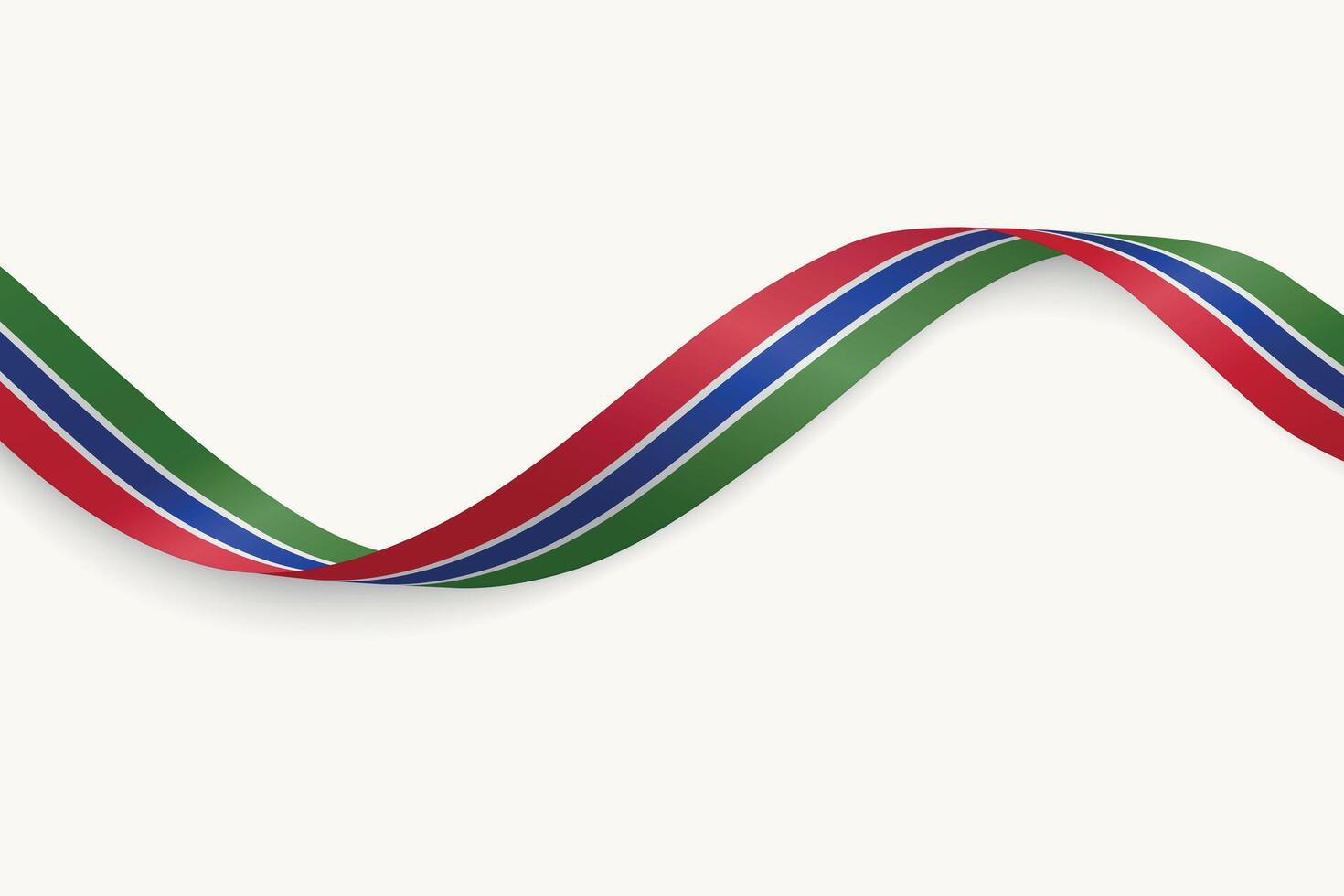 Gambia flag on Waving ribbon, white background vector