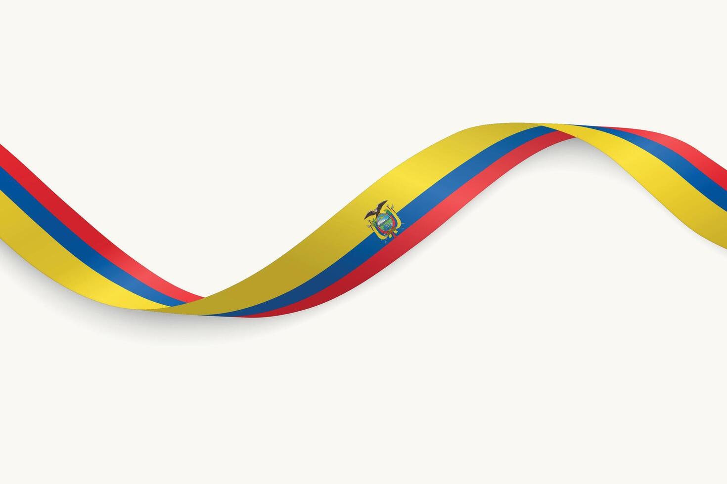 Ecuador flag on Waving ribbon, white background vector