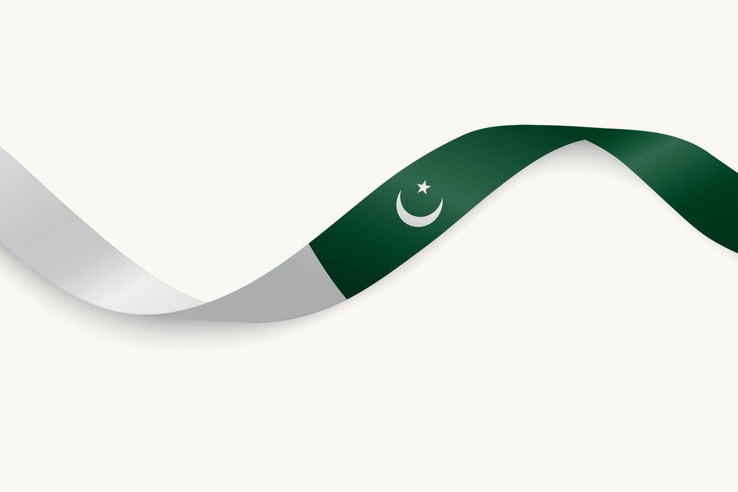 Pakistan flag on Waving ribbon, white background vector