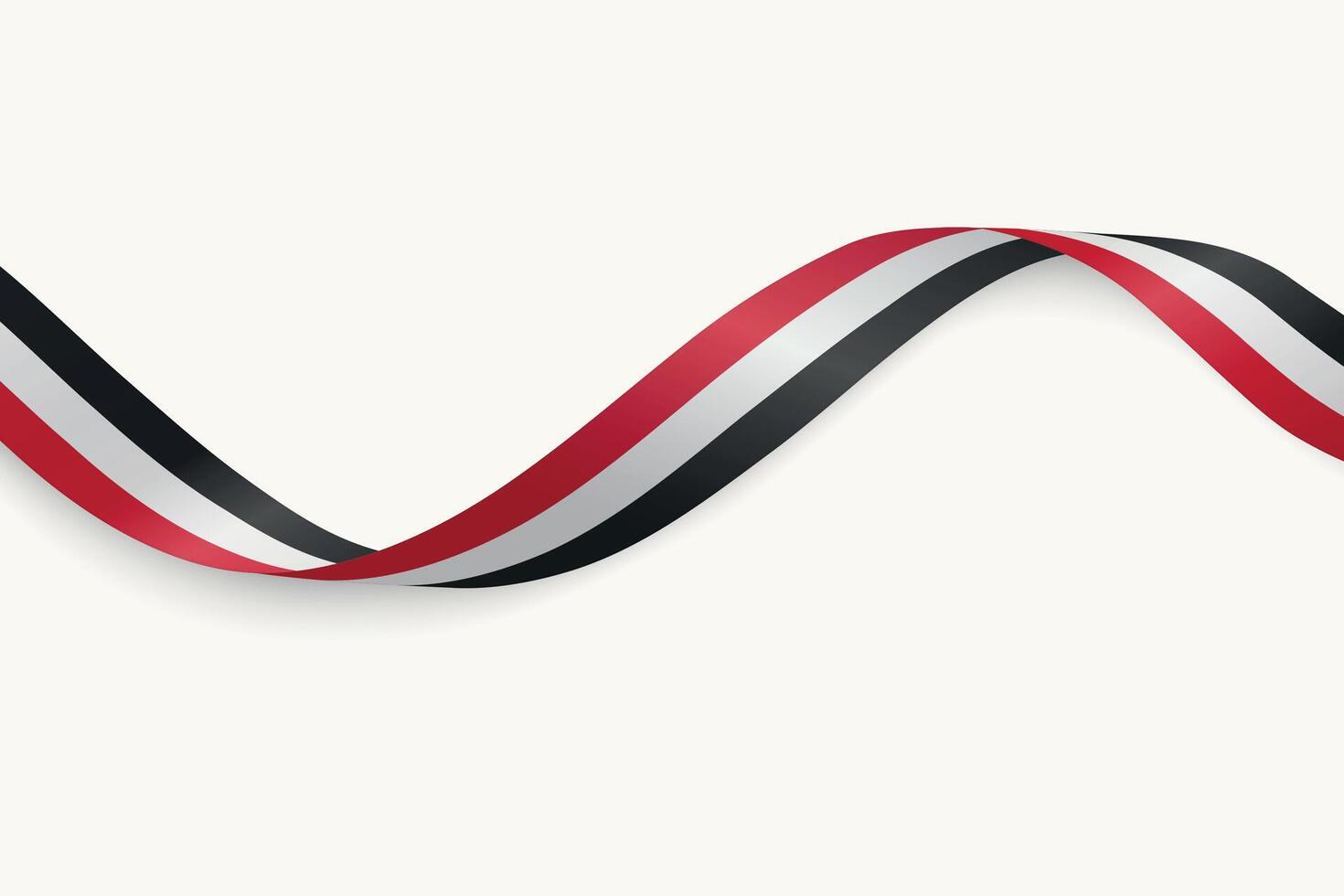 Yemen flag on Waving ribbon, white background vector