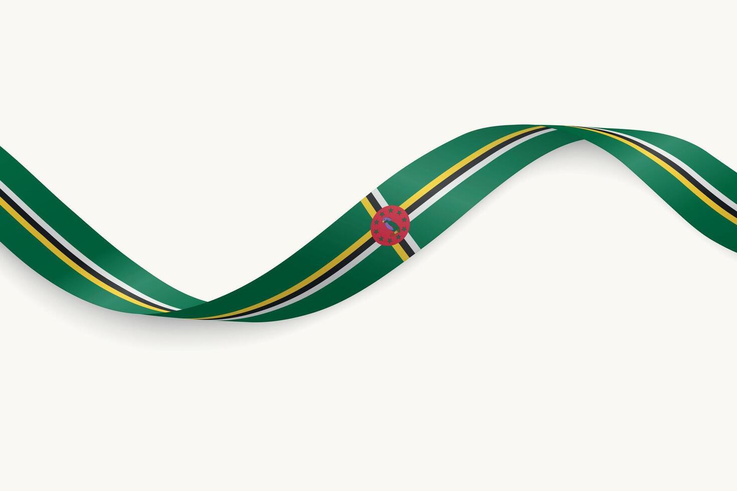 Dominica flag on Waving ribbon, white background vector