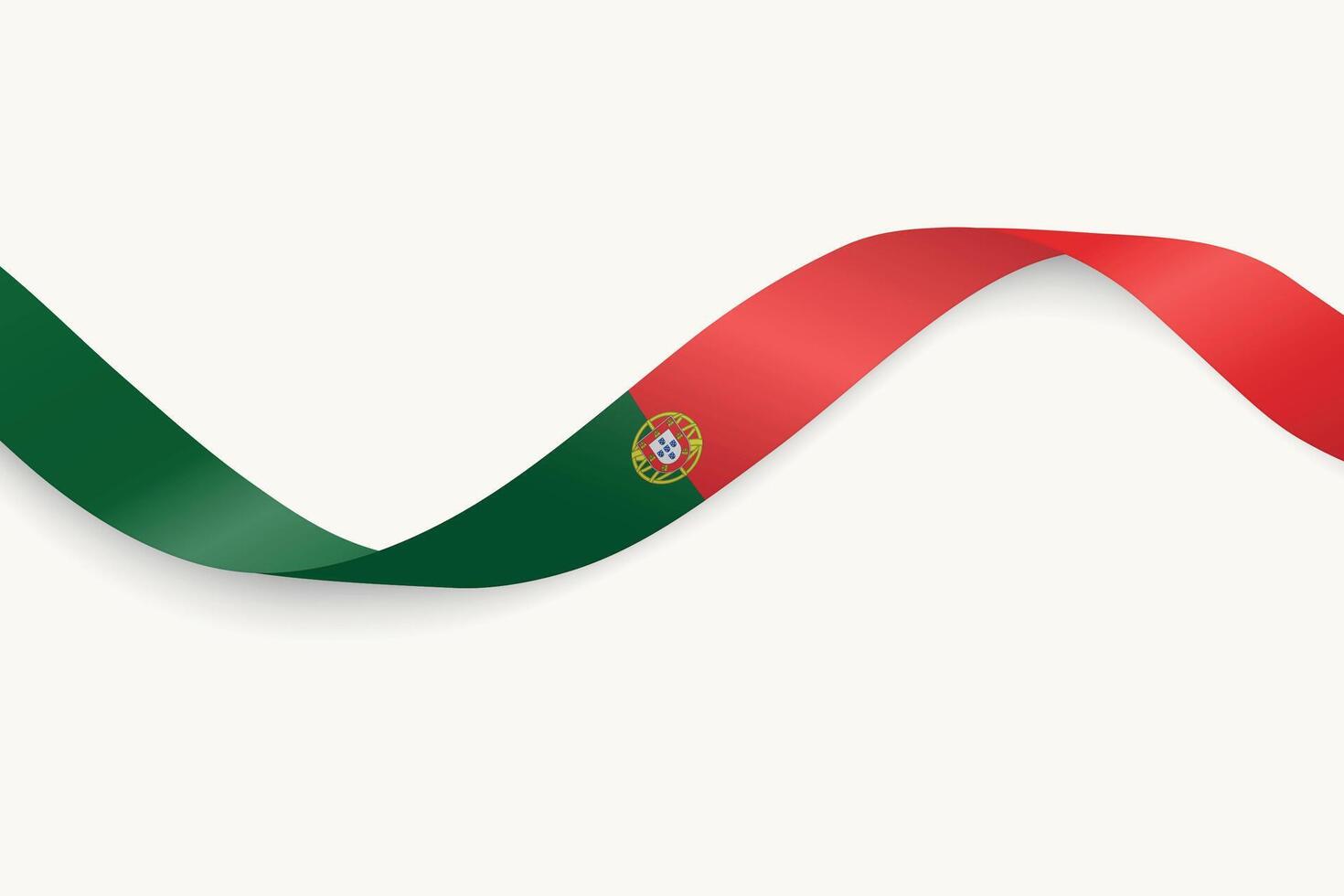 Portugal flag on Waving ribbon, white background vector