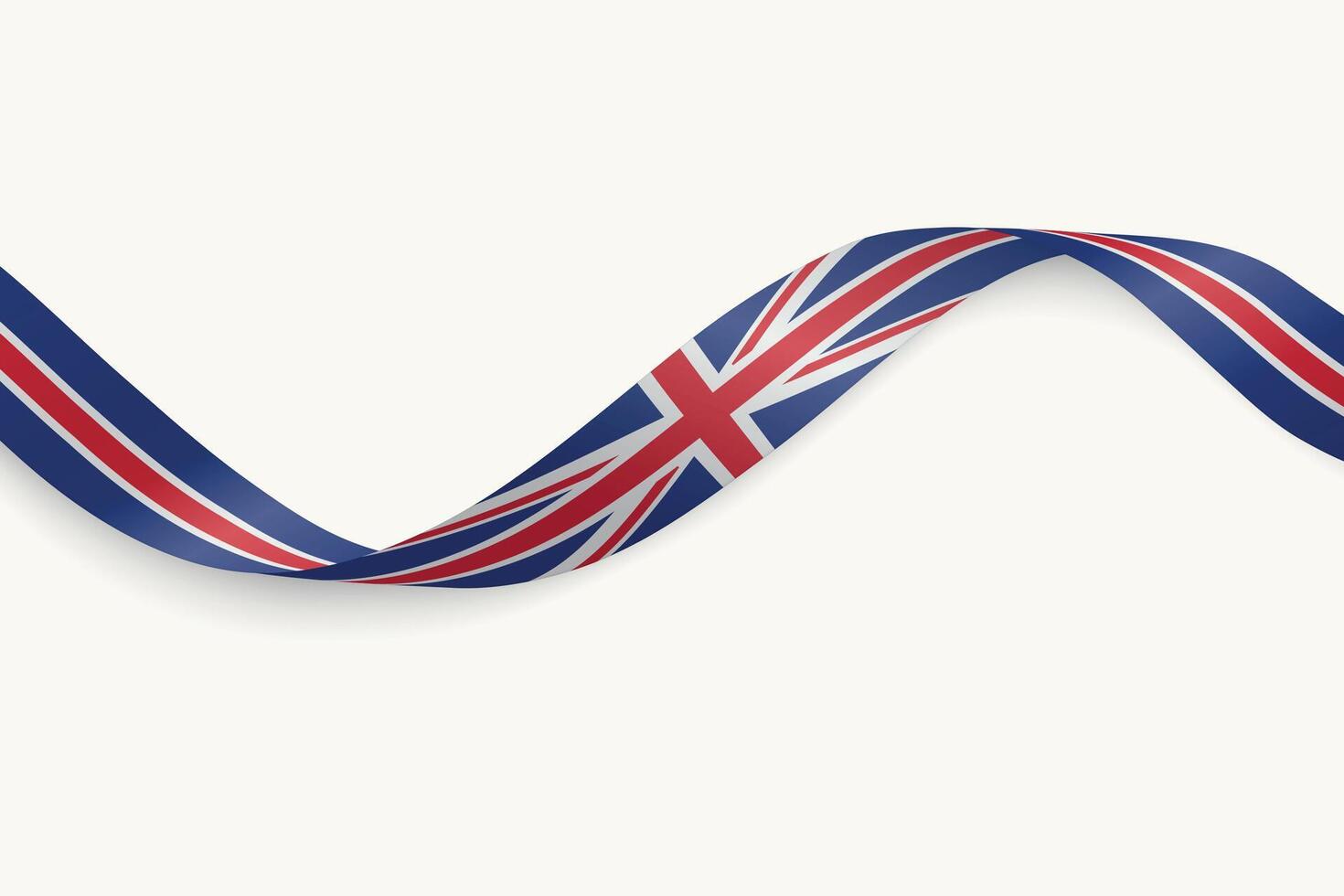 United Kingdom flag on Waving ribbon, white background vector