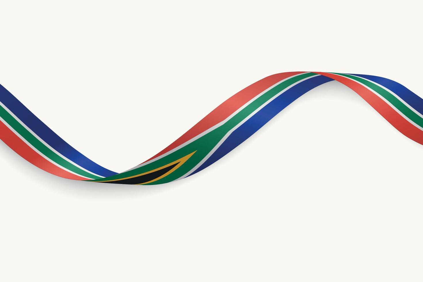 South Africa flag on Waving ribbon, white background vector