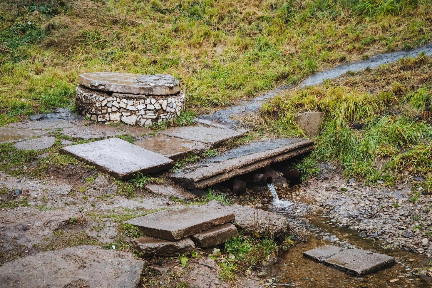Discover a beautiful and serene natural spring that boasts stunning stone features set in a tranquil landscape, ideal for both peace and exploration photo