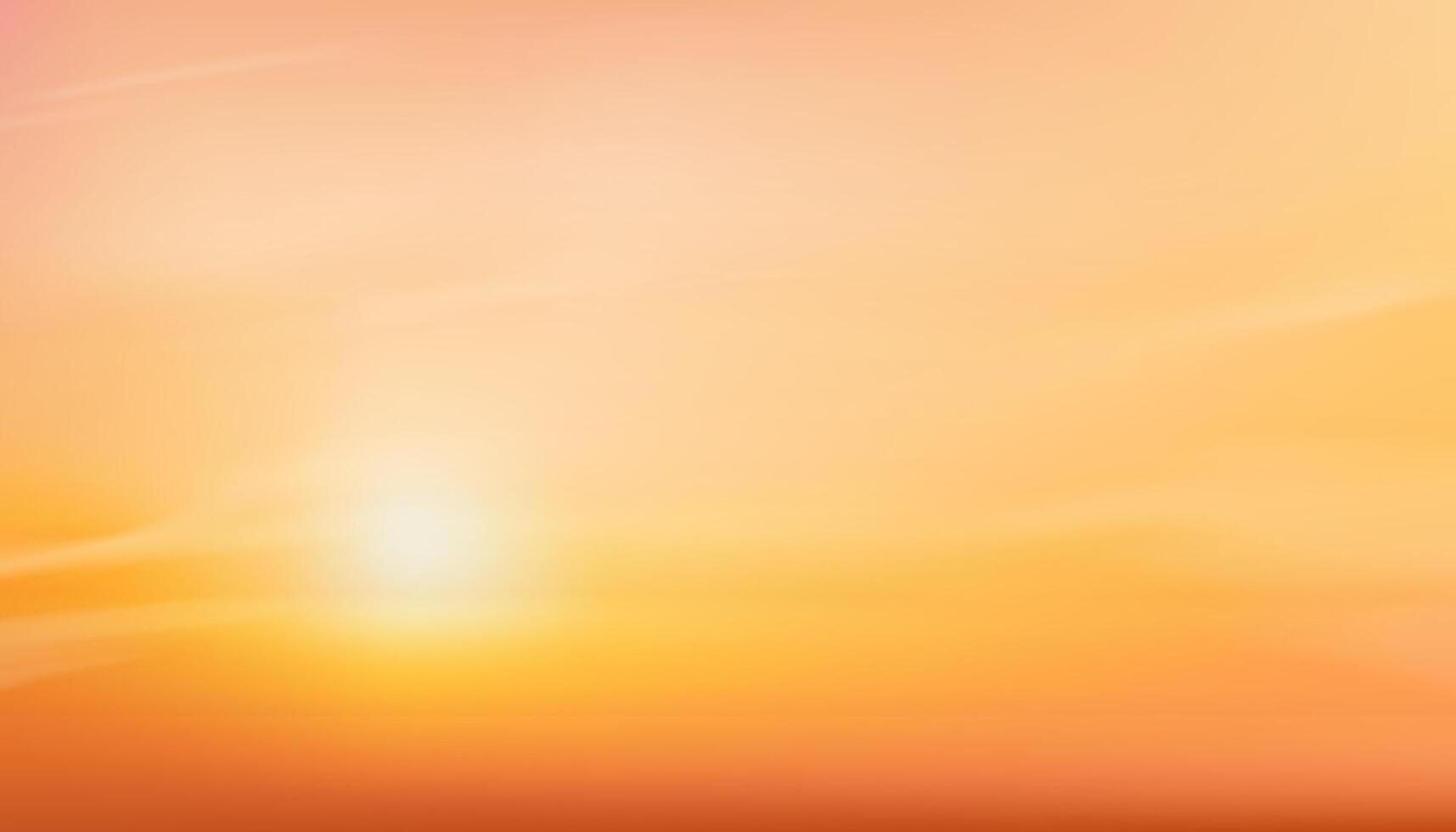 Sunset Sky,Cloud background.Autumn with orange,yellow sky sunrise over beach, Nature Winter sunlight in evening,Banner cartoon landscape sunny day in summer by the sea vector