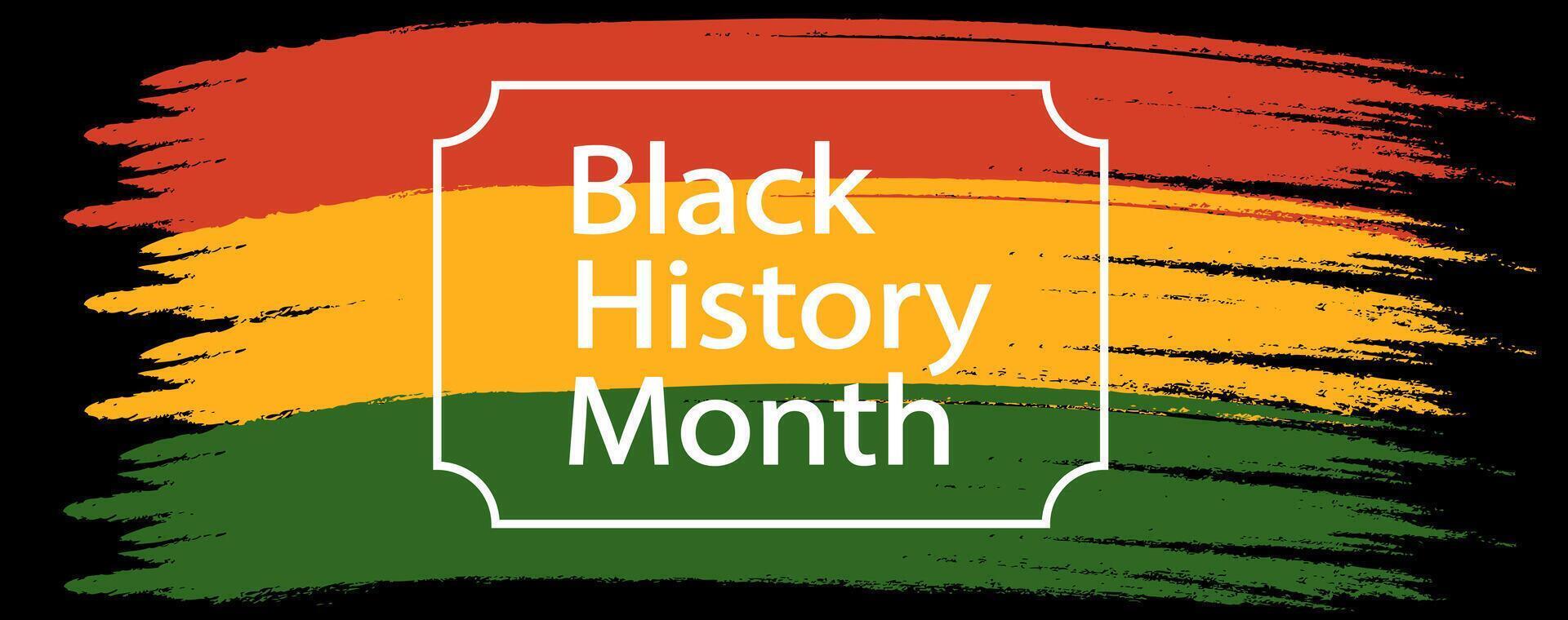 black history month logo with a red, yellow and green background vector