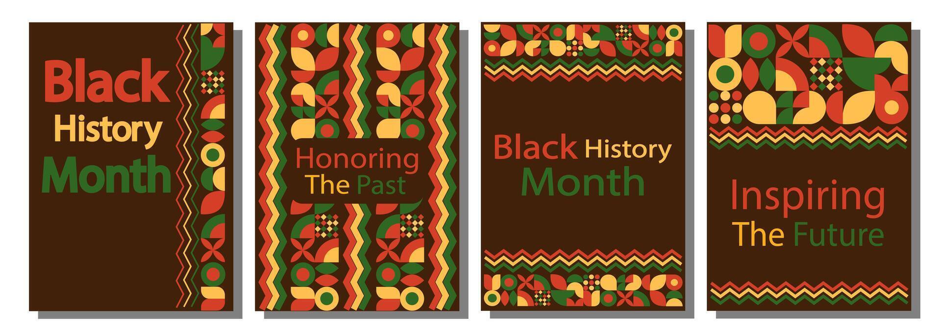 black history month banners with african patterns vector