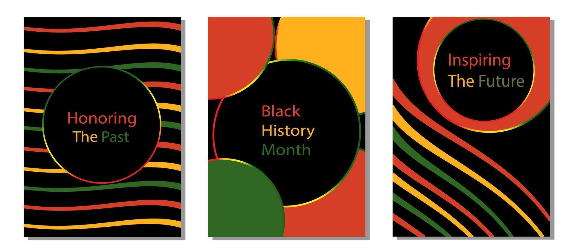 Black history month banner. three banners with different designs and colors vector