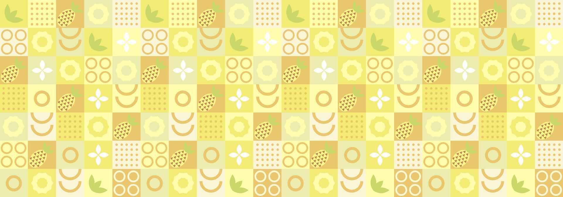 Pineapple abstract geometric pattern in bauhaus and minimalism style. Natural organic shapes of plants and berries, eco farming. Designer fabric, card, wrapping paper, cover. vector