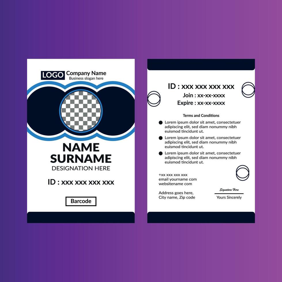Modern ID Badge Design. Creative Template Display for Promotional Campaign. vector