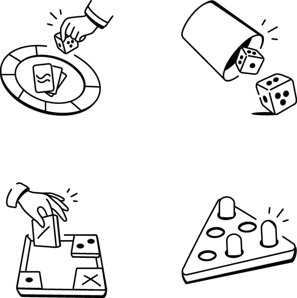 Bundle of Strategy Game Doodle Icons vector