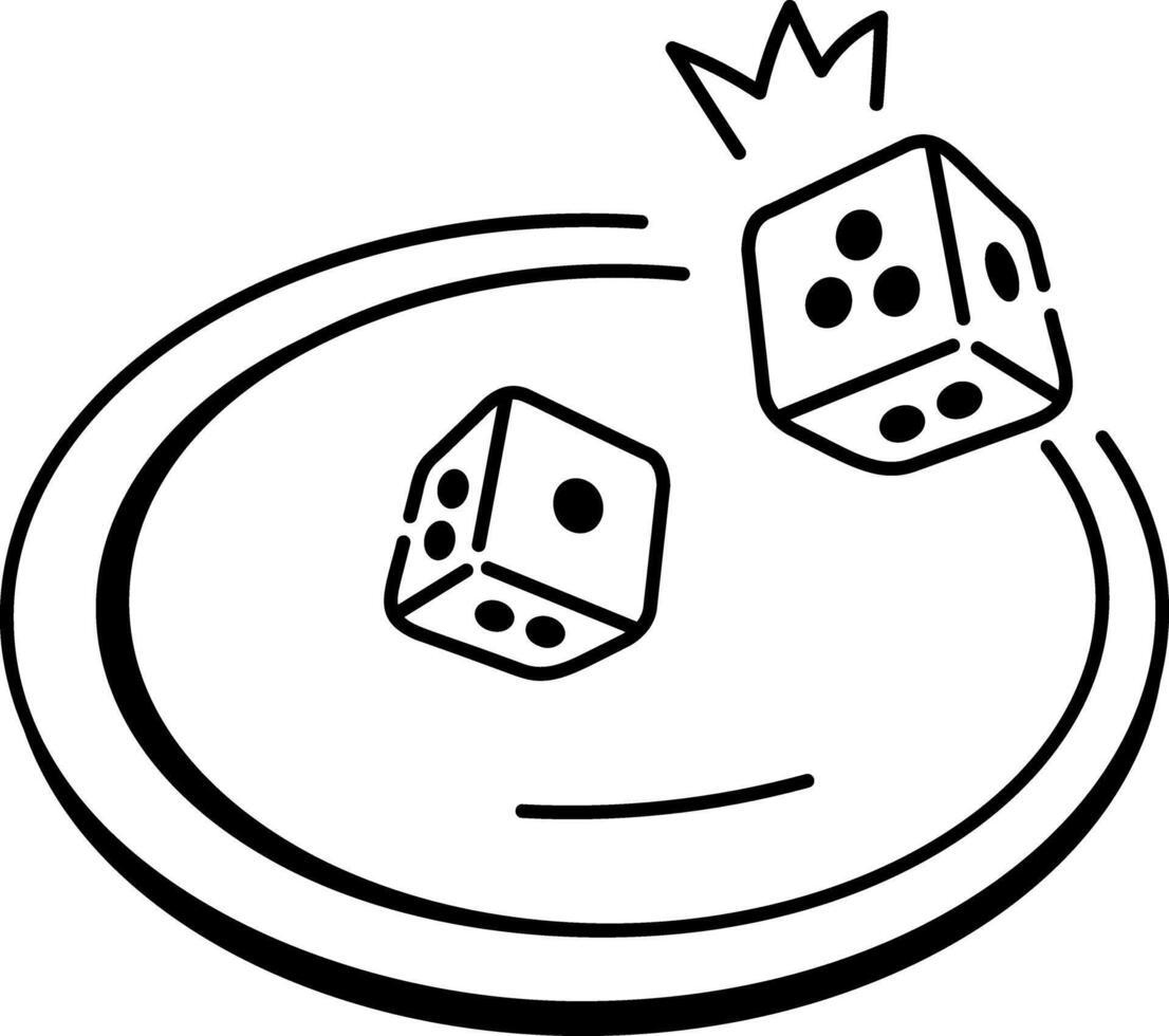 Doodle icon depicting dice roll vector