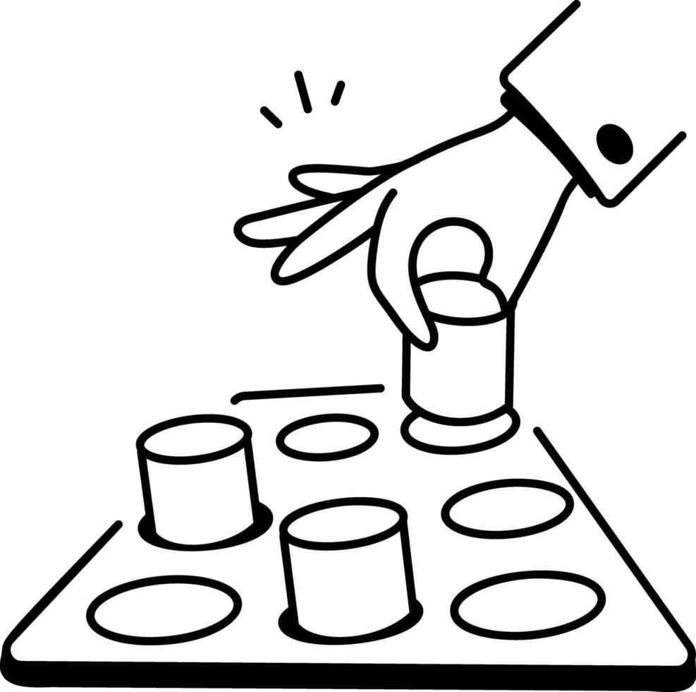 Playing marble solitaire, doodle icon vector