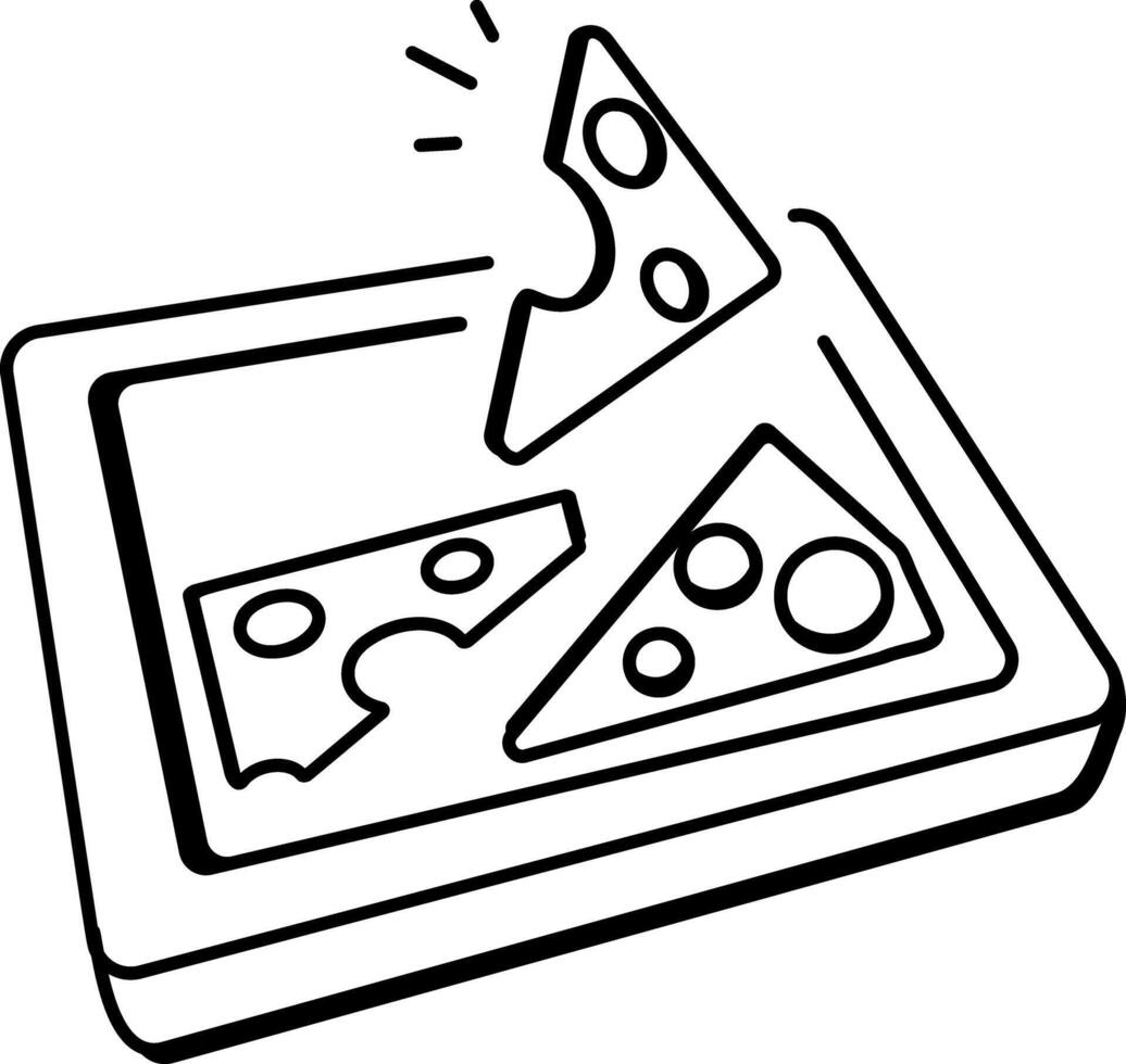 Cheese puzzle game icon in doodle style vector