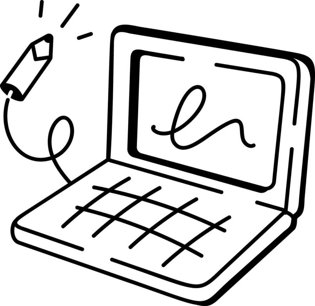 Writing magnetic board toy, doodle icon vector