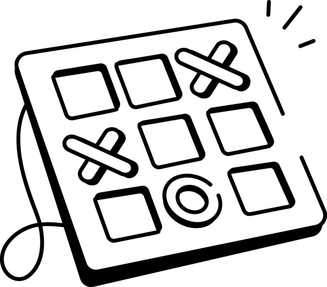 Noughts crosses game, doodle style icon vector