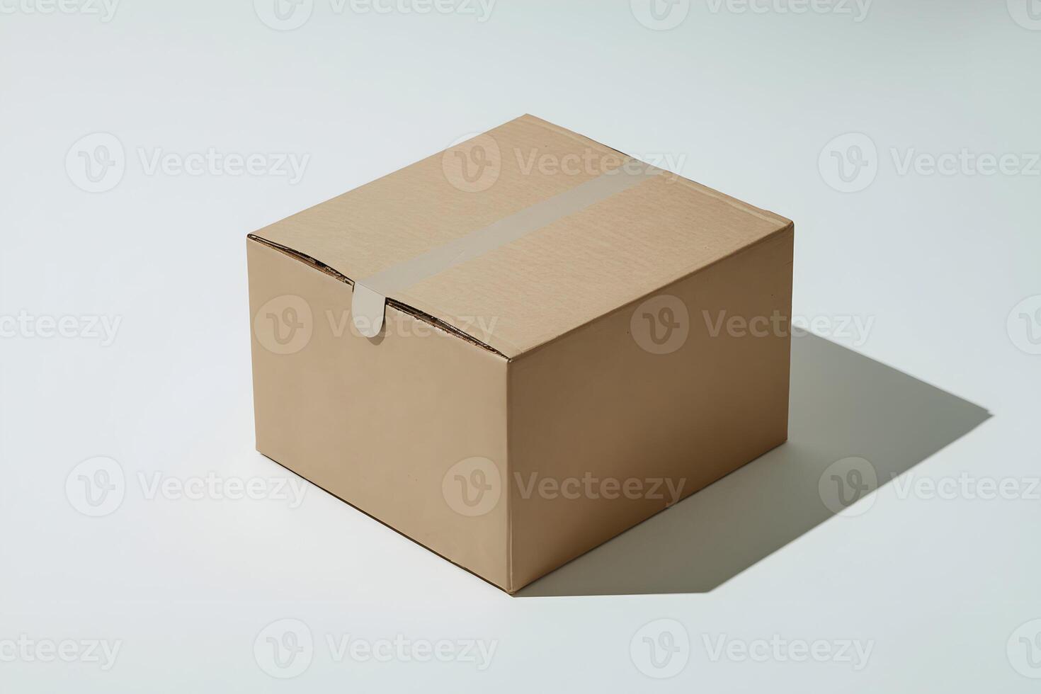 Plain brown box on white surface, simple design evoking practicality and functionality photo