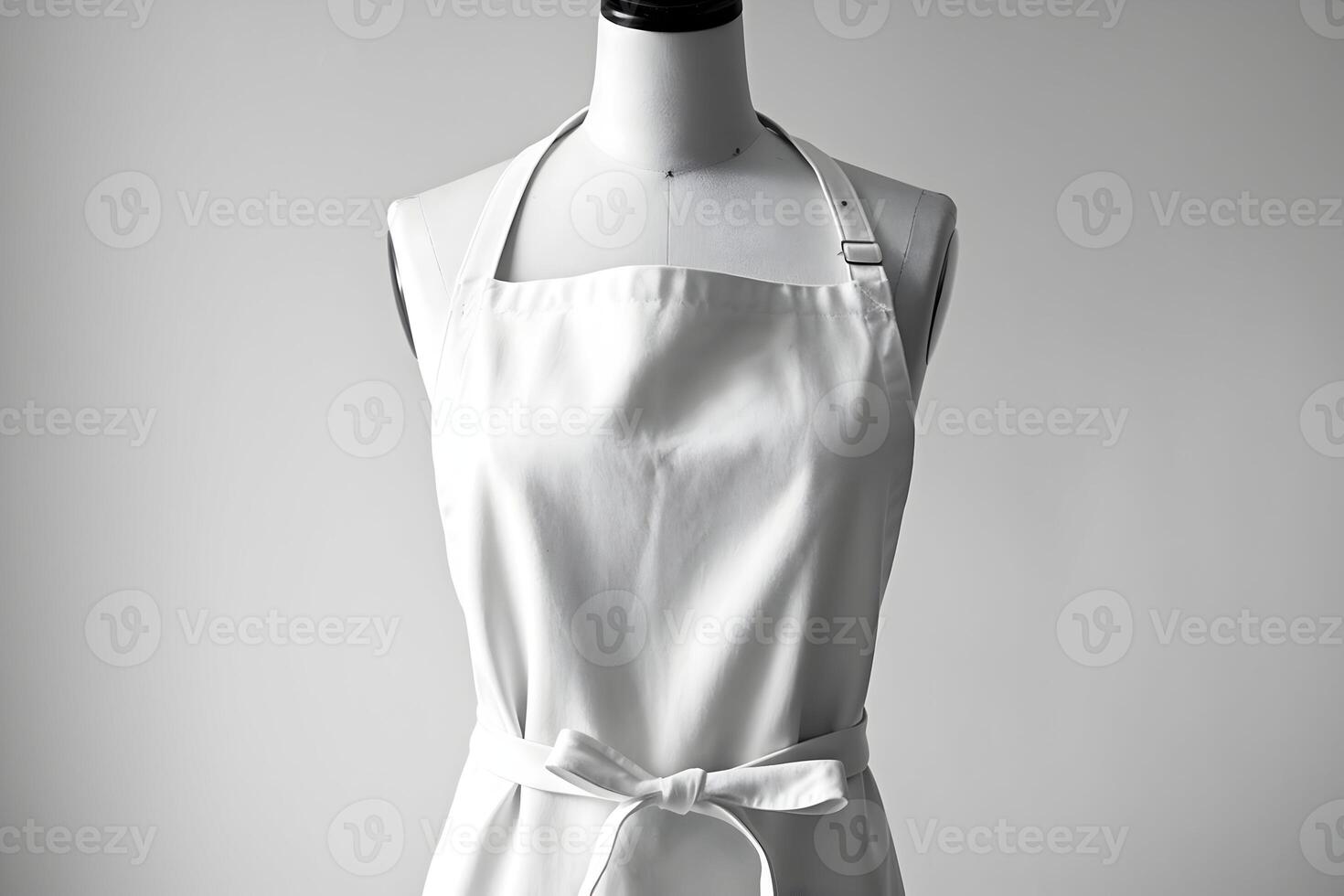 White apron on mannequin with simple straps, emphasizing clean design photo